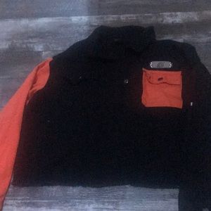 Black and orange Naruto jean jacket